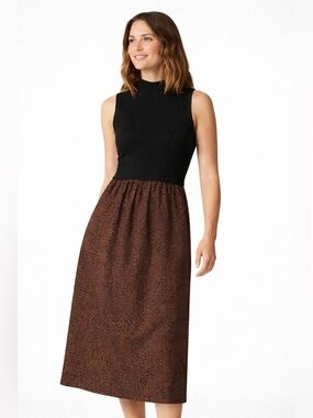 J.Crew Factory Leopard Midi Dress Mockneck Knit XXS NWT